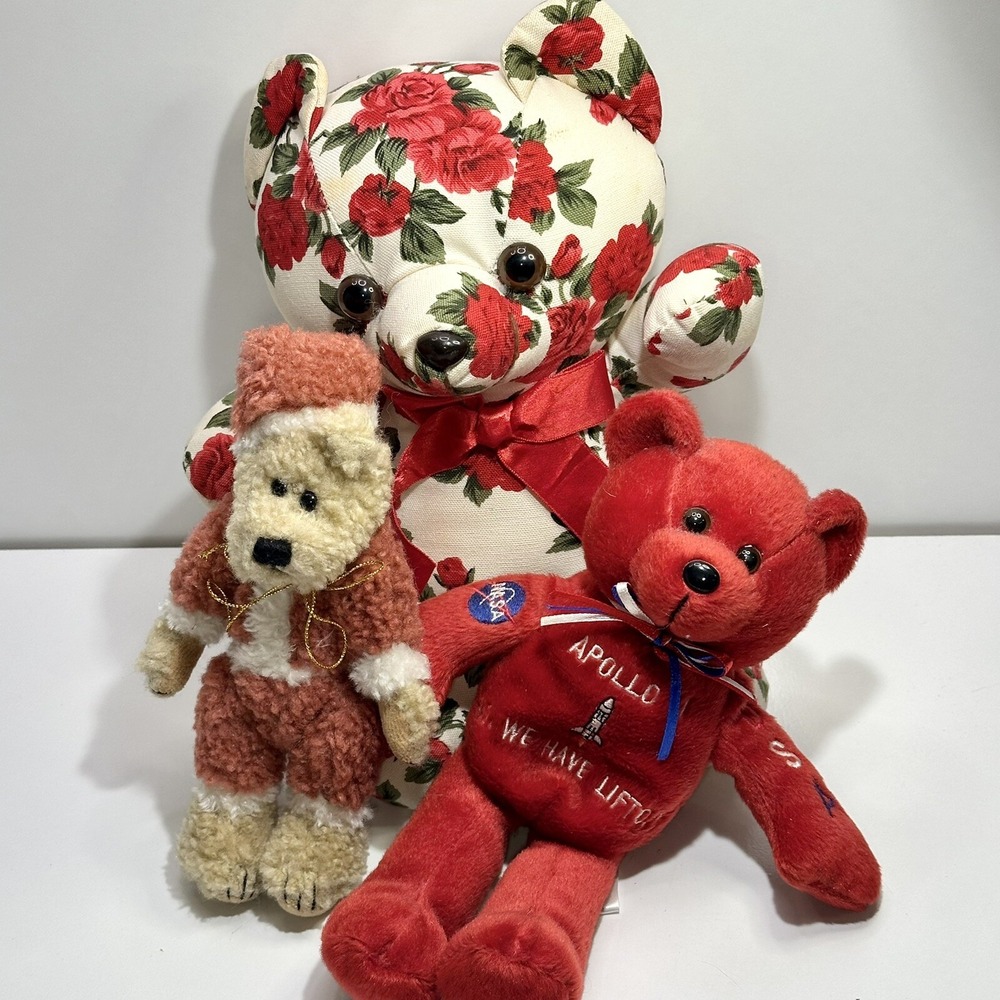 Vintage Bear Lot Christmas Boyds Bear Santa  7" Apollo 11 Treasure Champs Milaca